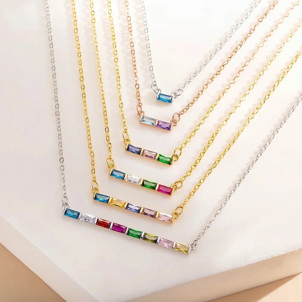 Personalised Baguette Birthstone Necklace - United Bracelets