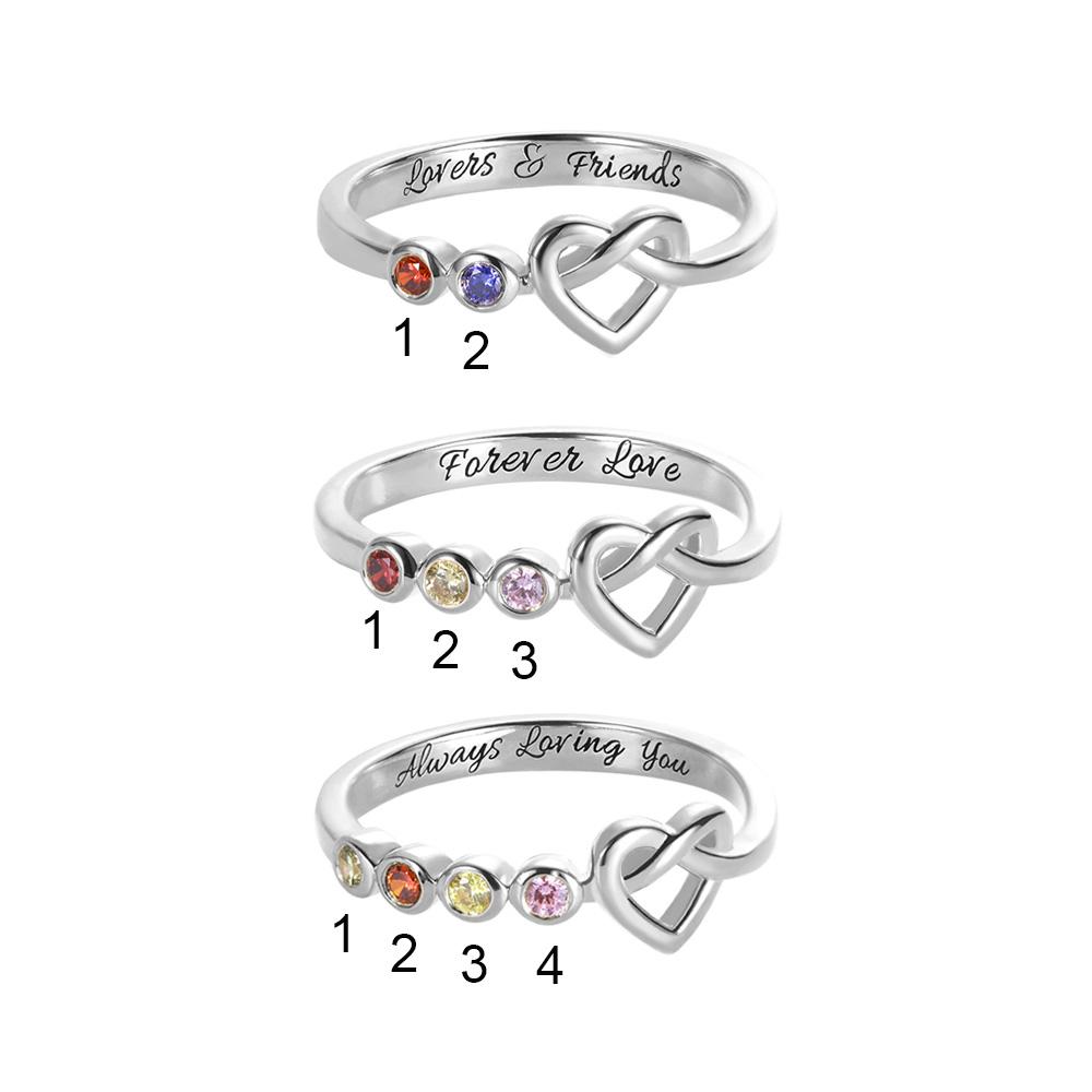 Personalised Birthstone Heart Ring - United Bracelets