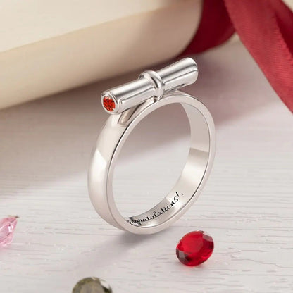 Personalised Graduation Ring with Scroll Pendant - United Bracelets