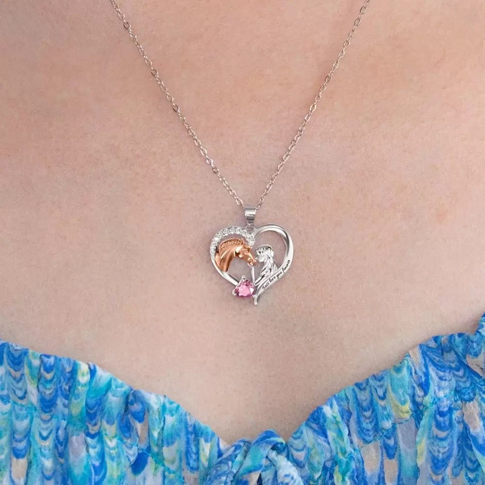 Personalised Horse &amp; Girl Heart Necklace - United Bracelets