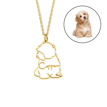 Pet Silhouette Necklace with Personalised Name - United Bracelets