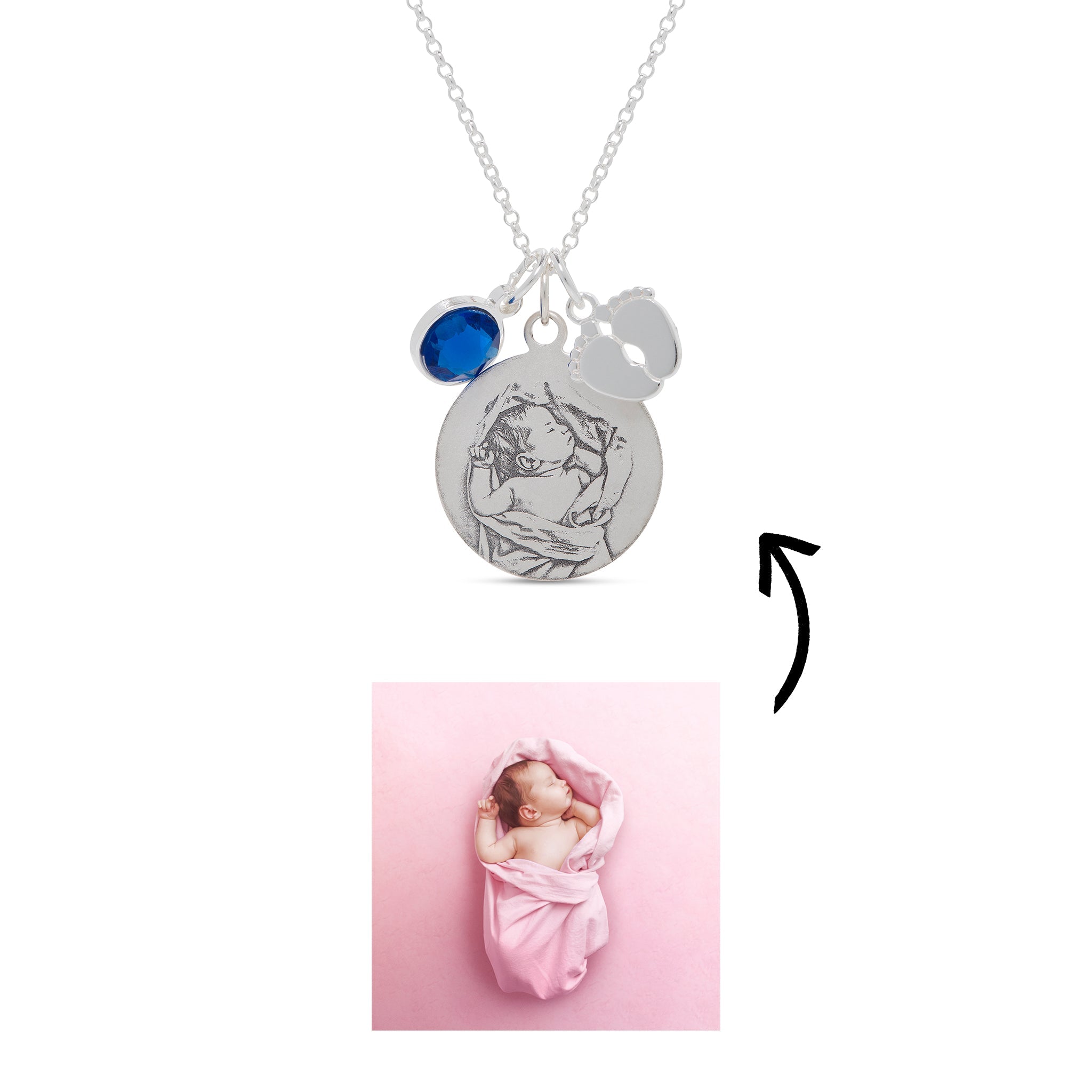 Photo Engraved Baby Feet Necklace - United Bracelets