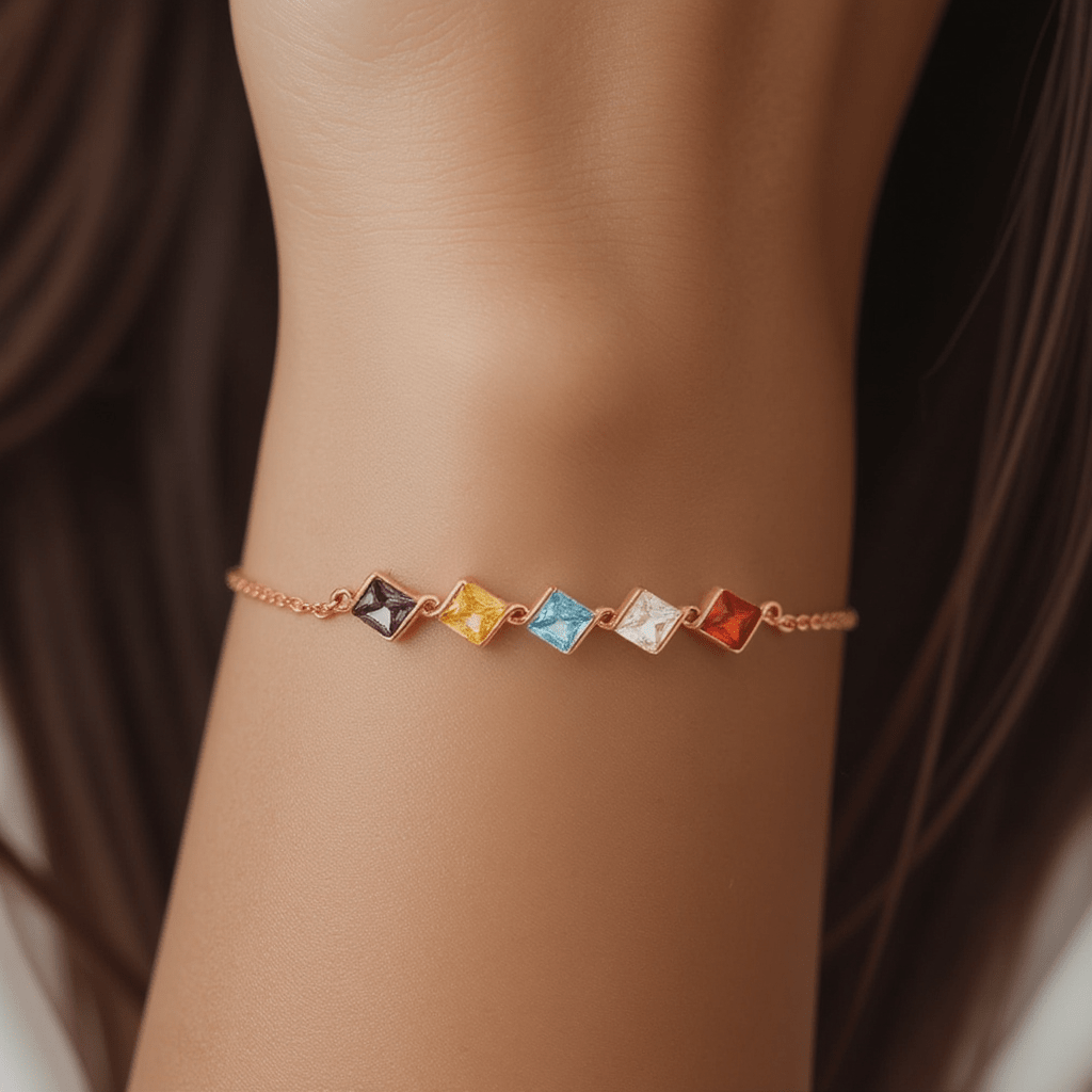 Princess Shaped Birthstone Bracelet - United Bracelets