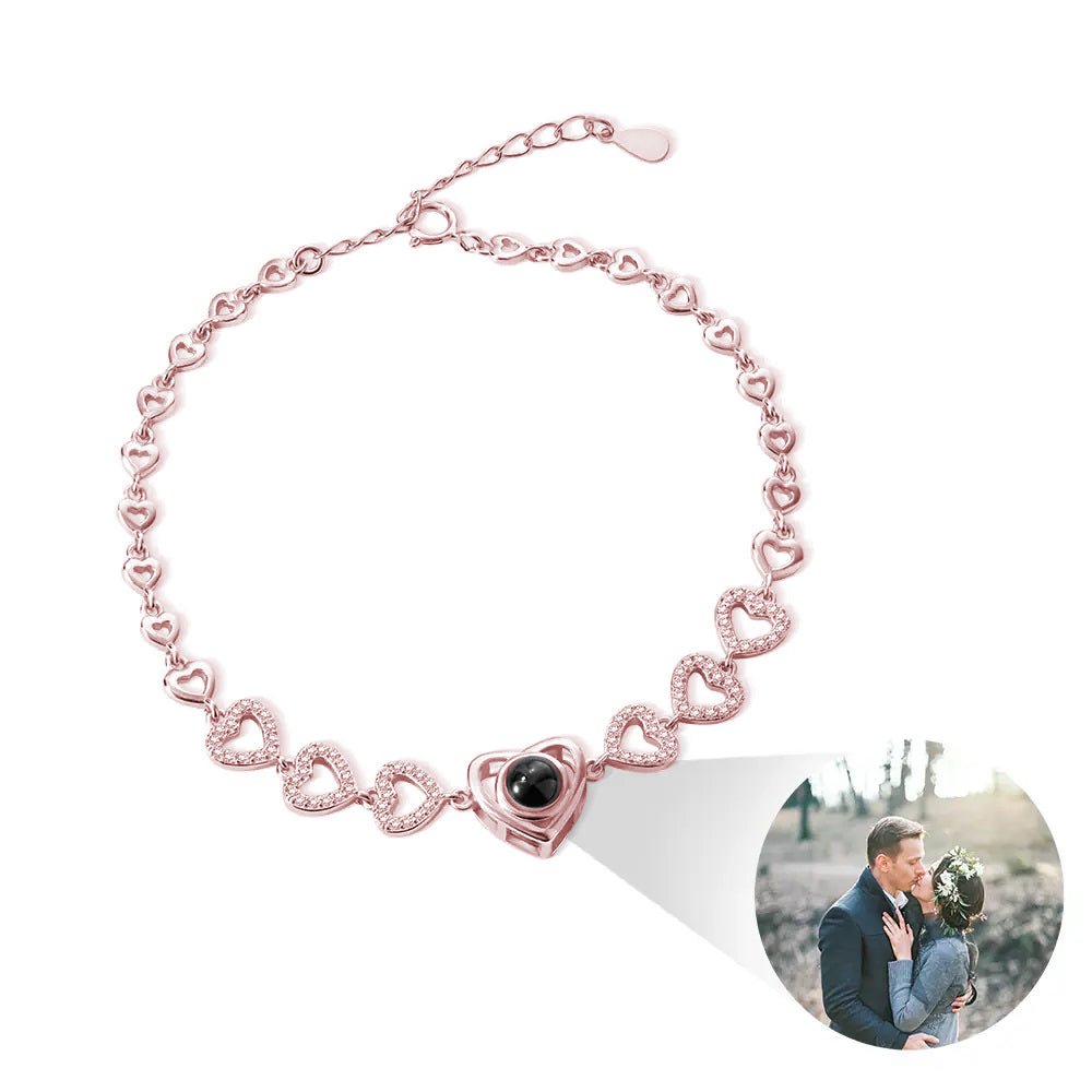 Projection Bracelet with Sparkling Heart Pendants - United Bracelets