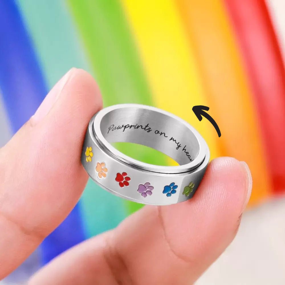 Rainbow Paw Print Fidget Ring - United Bracelets