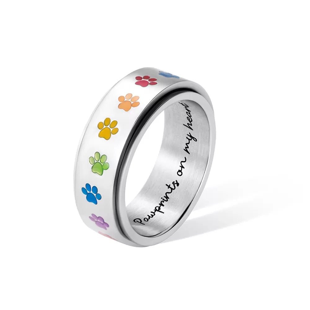 Rainbow Paw Print Fidget Ring - United Bracelets