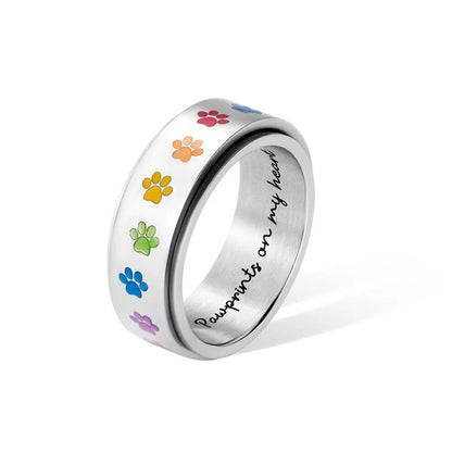 Rainbow Paw Print Fidget Ring - United Bracelets