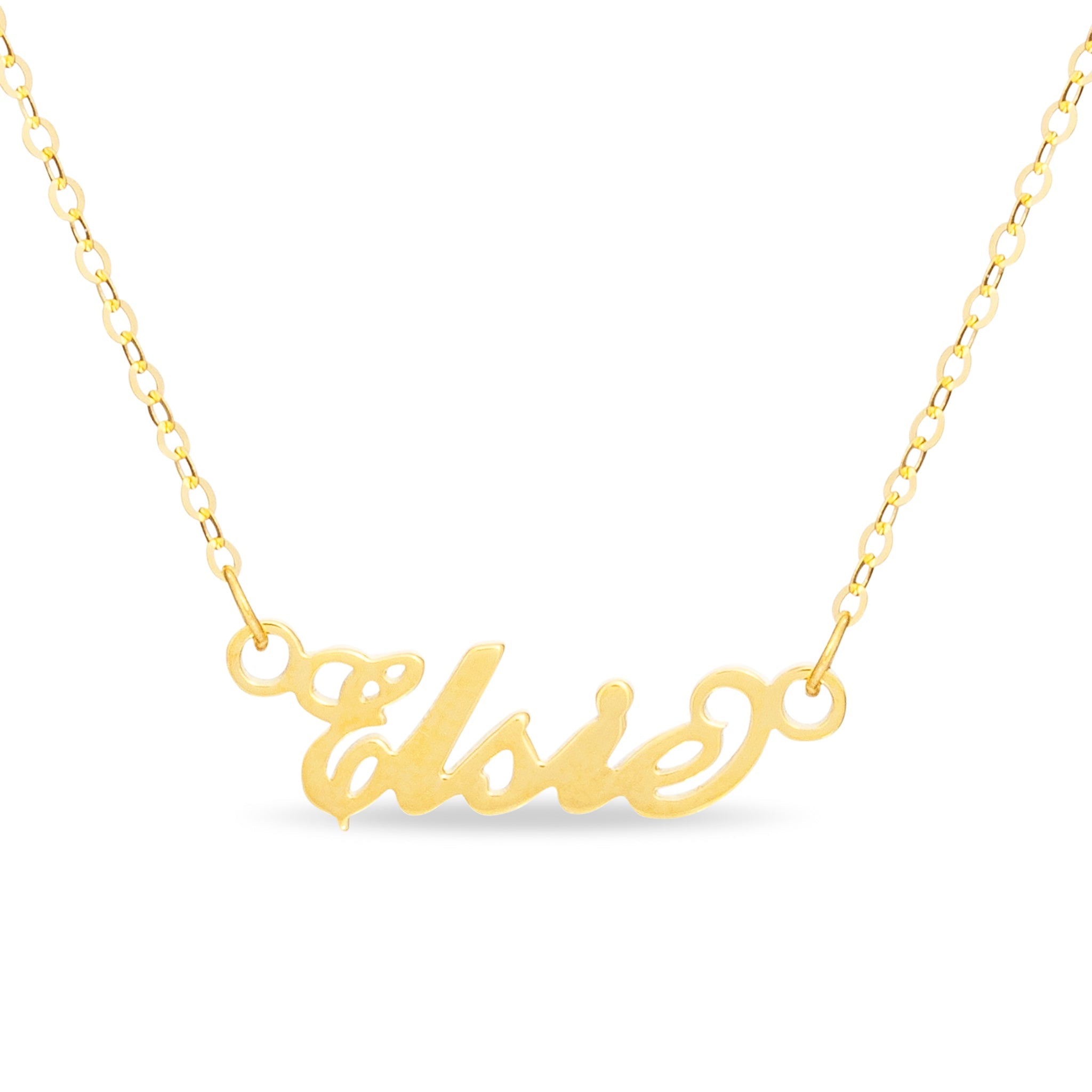 Solid Gold Carrie Style Name Necklace - United Bracelets