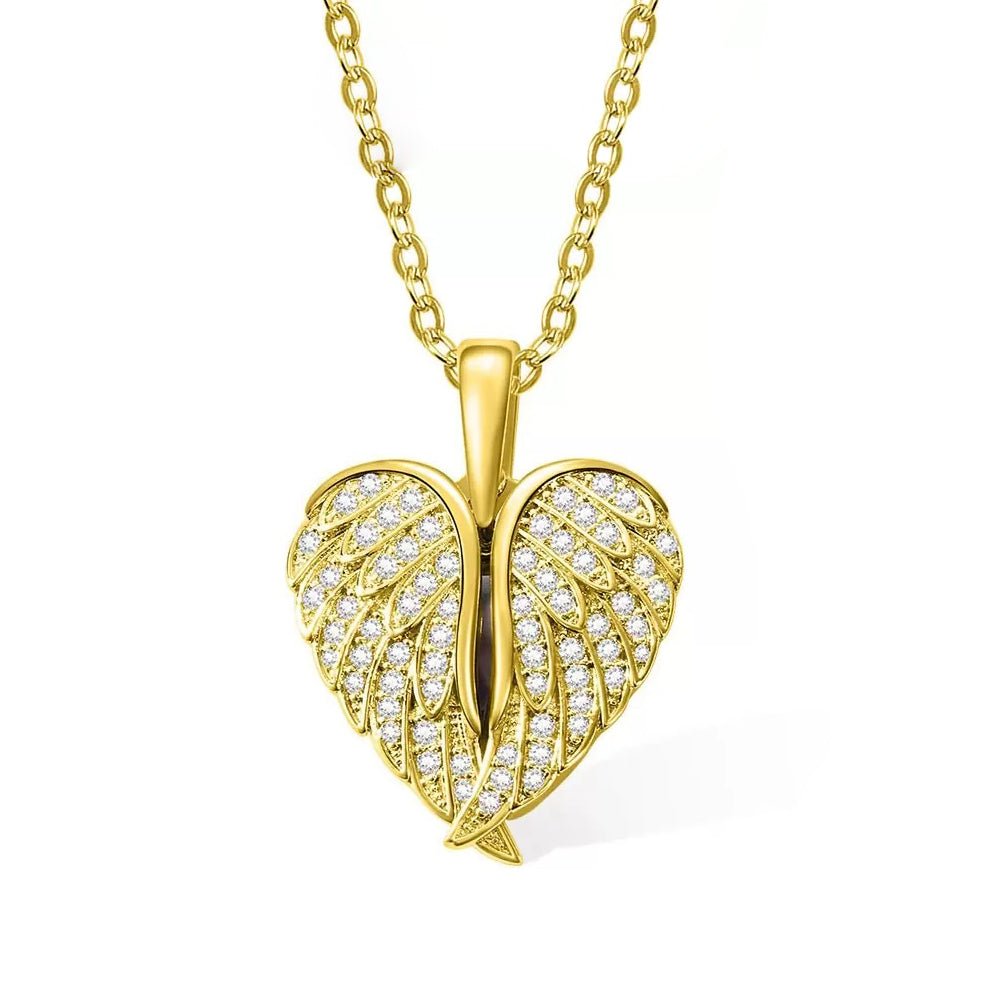 Sparkling Angel Wing Locket with Personalised Heart Shaped Photo ...