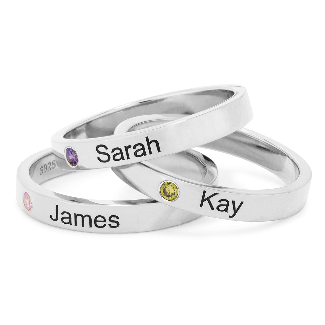 Stackable Birthstone Name Rings (3 Pack) - United Bracelets