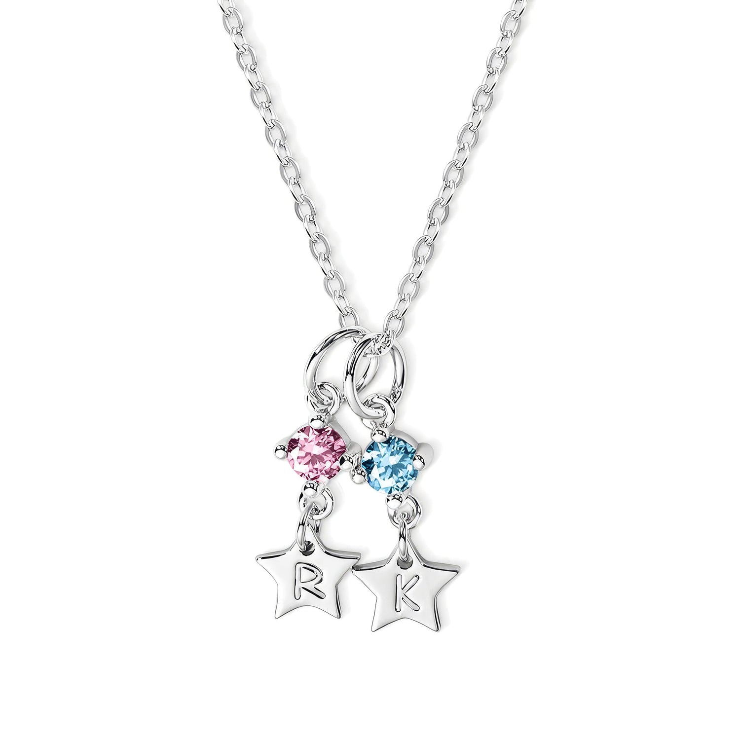 Star & Heart BIrthstone Initial Necklace - United Bracelets