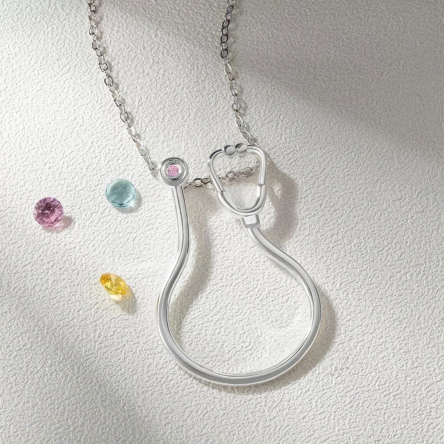 Stethoscope Ring Holder Necklace with Birthstone - United Bracelets