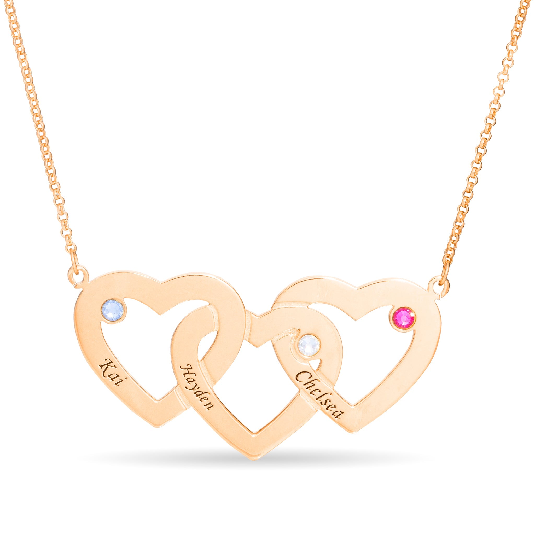 Three Heart Name Necklace - United Bracelets