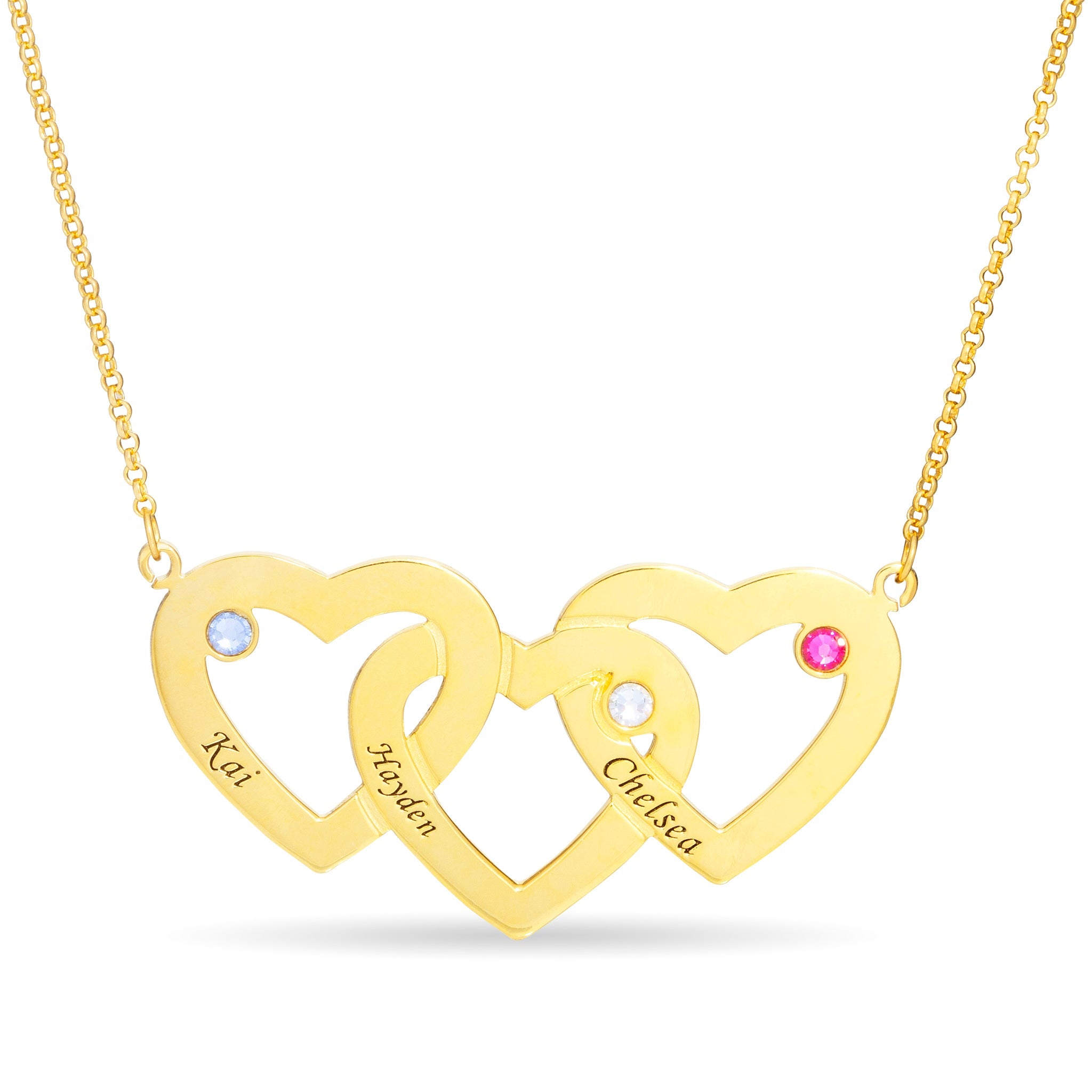 Three Heart Name Necklace - United Bracelets