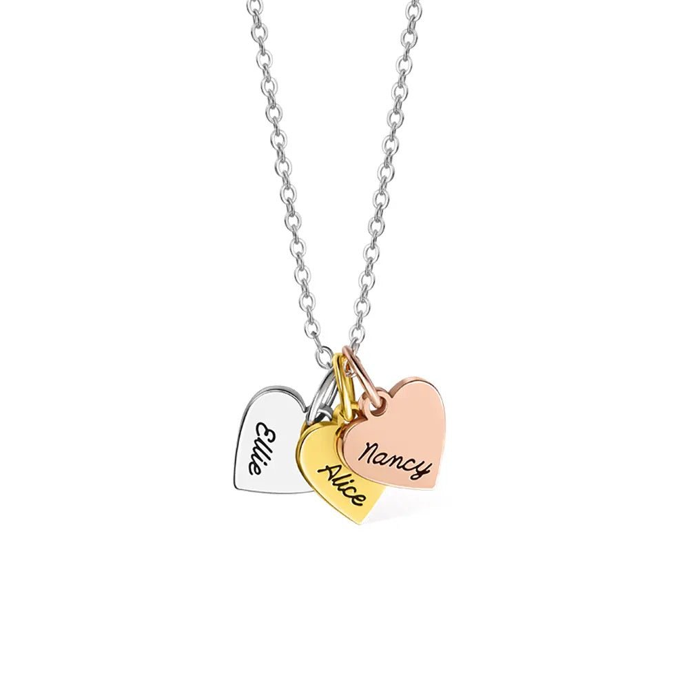 Three Tone Heart Pendant Necklace - United Bracelets