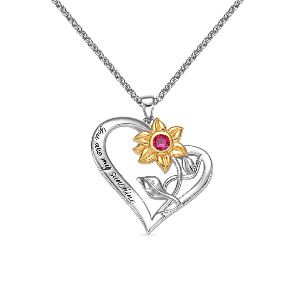 Two Tone Birthstone Sunflower Necklace - United Bracelets