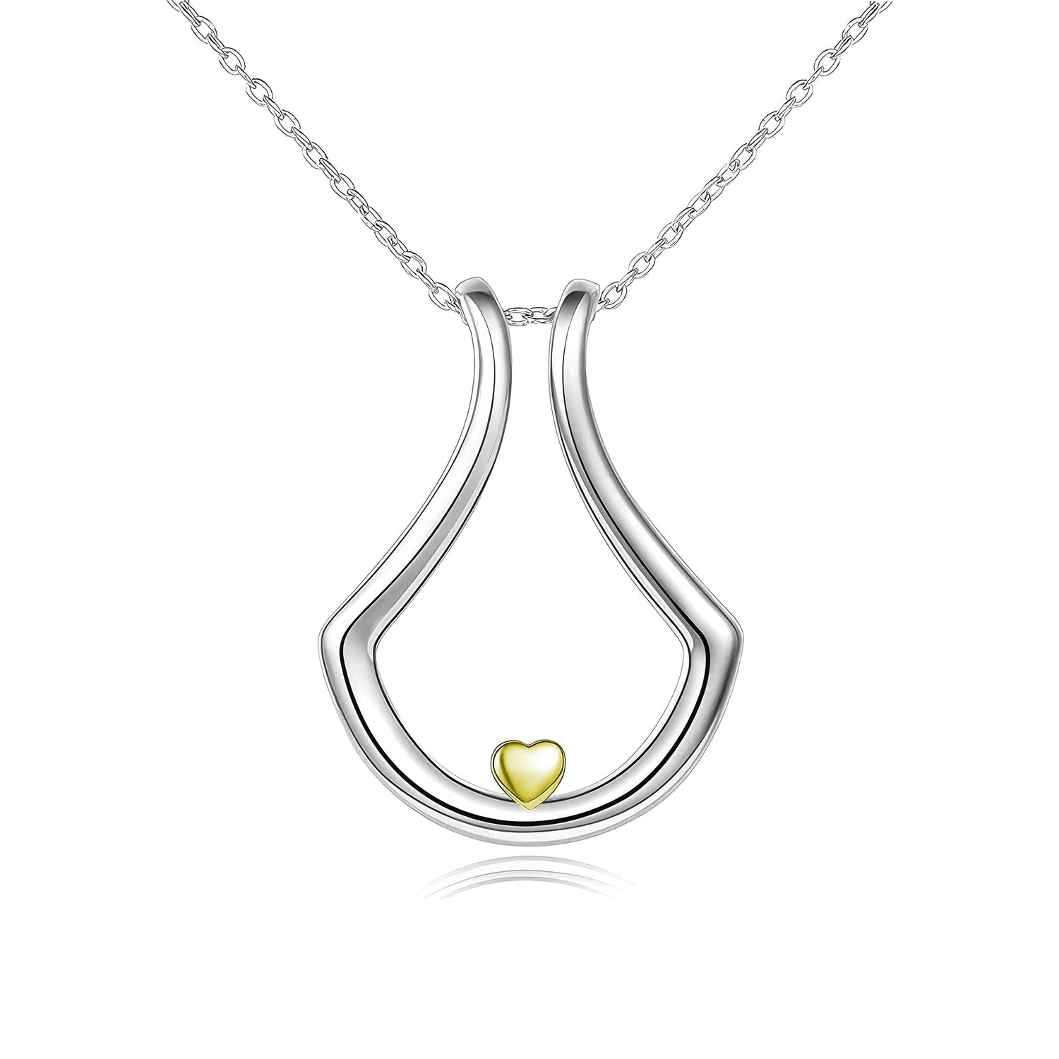 Two Tone Ring Holder Necklace with Heart - United Bracelets