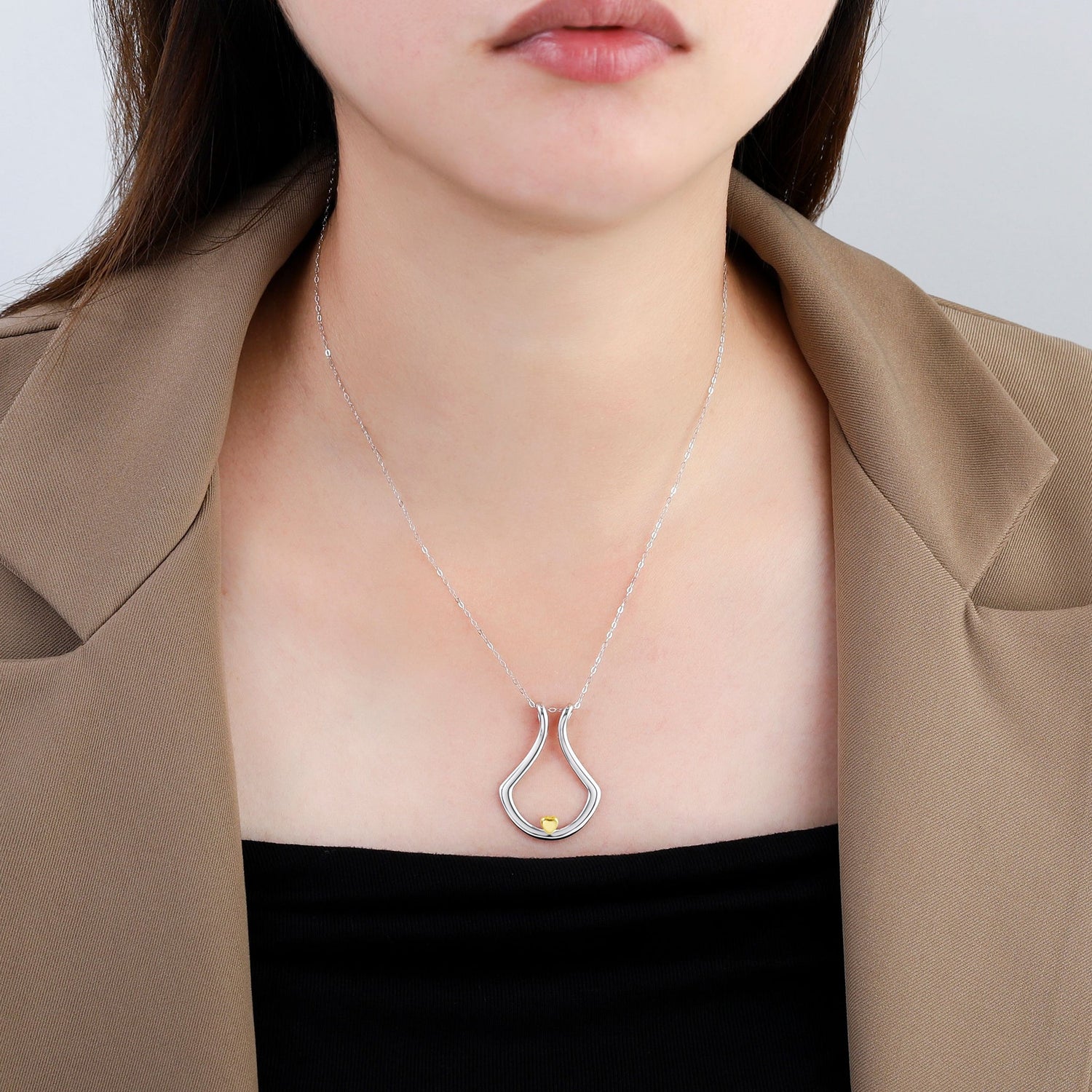 Two Tone Ring Holder Necklace with Heart - United Bracelets
