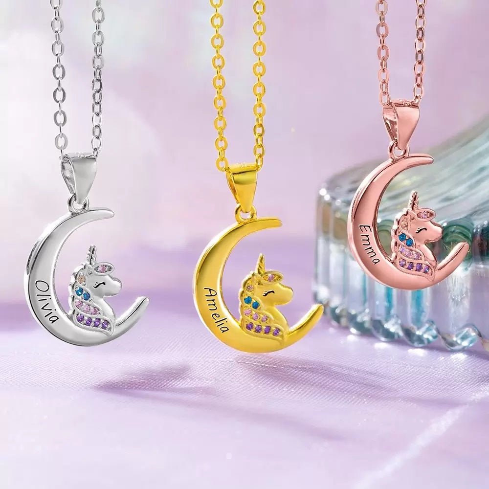 Unicorn &amp; Crescent Moon Necklace - United Bracelets