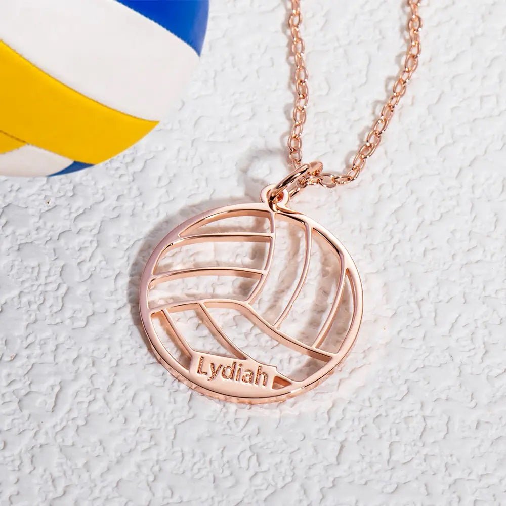 Volleyball Pendant Necklace with Custom Name - United Bracelets