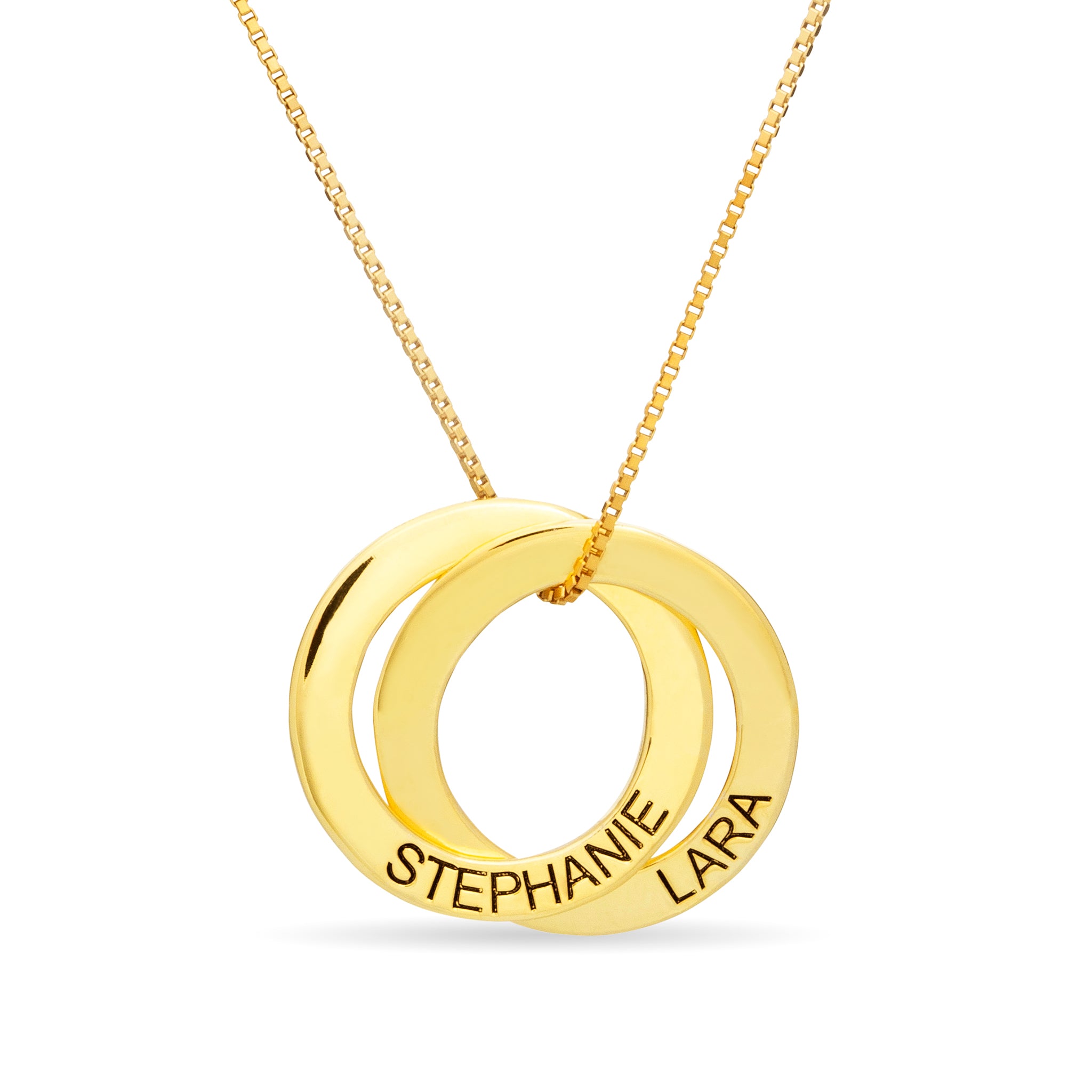 Engraved 3 Interlocking Russian Rings Necklace 2024 | towncentervb.com